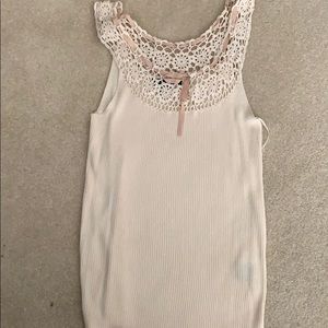 Lauren Pink tee with lace trim